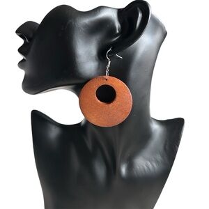 Elegant Brown Wooden Hoop Earrings
